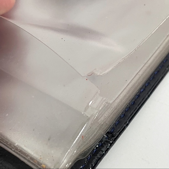 Fendi vintage navy blue pequin stripe canvas crocodile leather trim card wallet - Picture 10 of 12